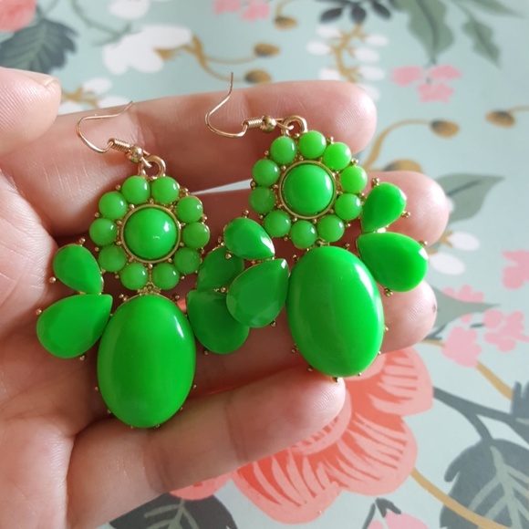 ASOS Jewelry - Neon nwot green drop floral earrings